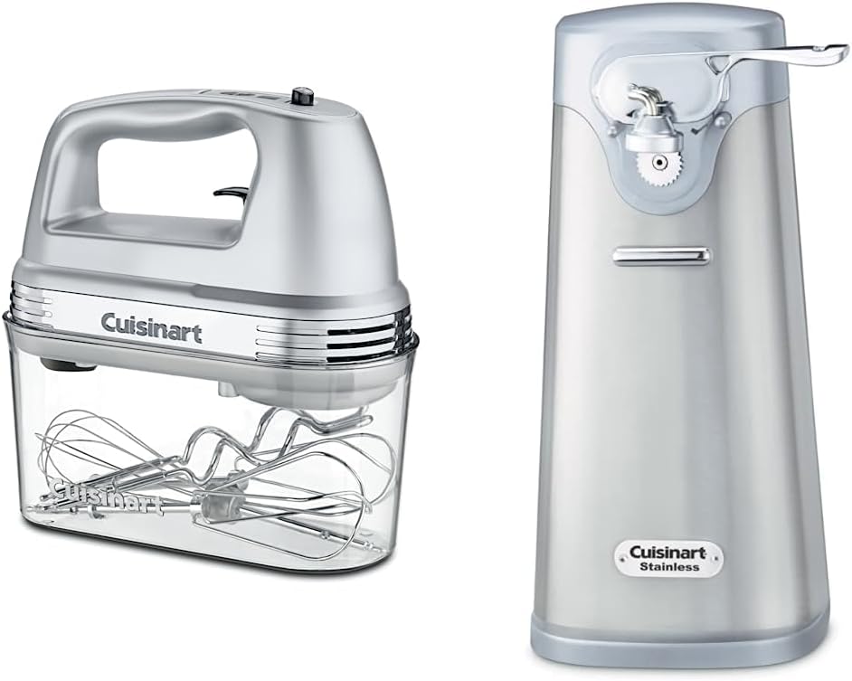 Cuisinart HM-90BCS Power Advantage Plus 9-Speed Handheld Mixer with Storage Case, Brushed Chrome & SCO-60 Deluxe Electric Can Opener, Quality-Engineered Motor System