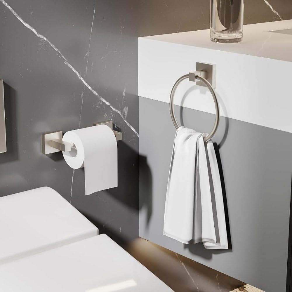 Toilet Paper Holder Towel Ring Bathroom Accessories Hardware Set Double Post Pivoting Toilet Roll Holder Stainless Steel,Brushed Gold