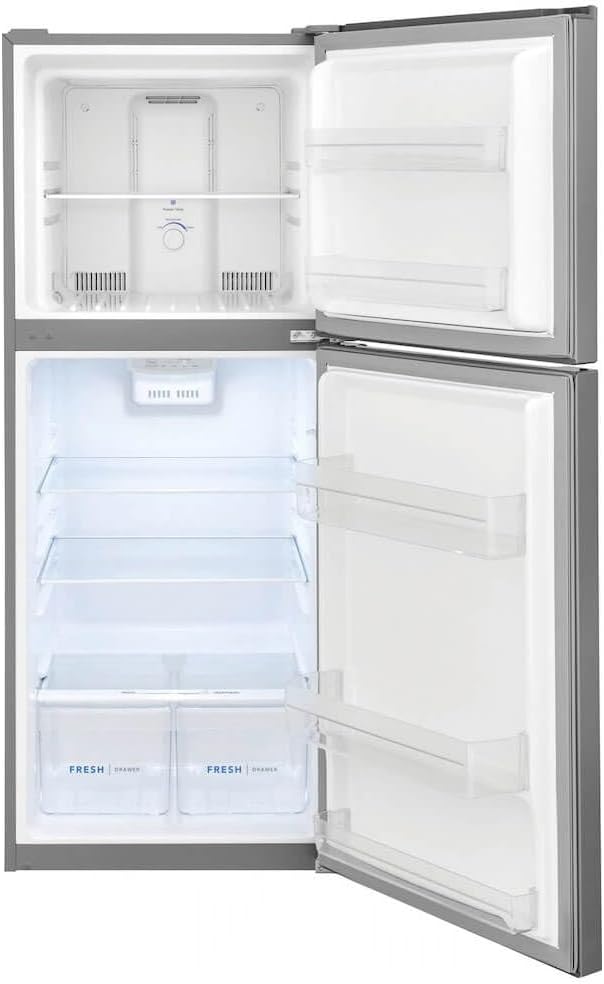 Frigidaire 11.6 Cu. Ft. Compact ADA Top Freezer Refrigerator in Brushed Steel with Electronic Control Panel, Reversible Door Swing, ENERGY STAR