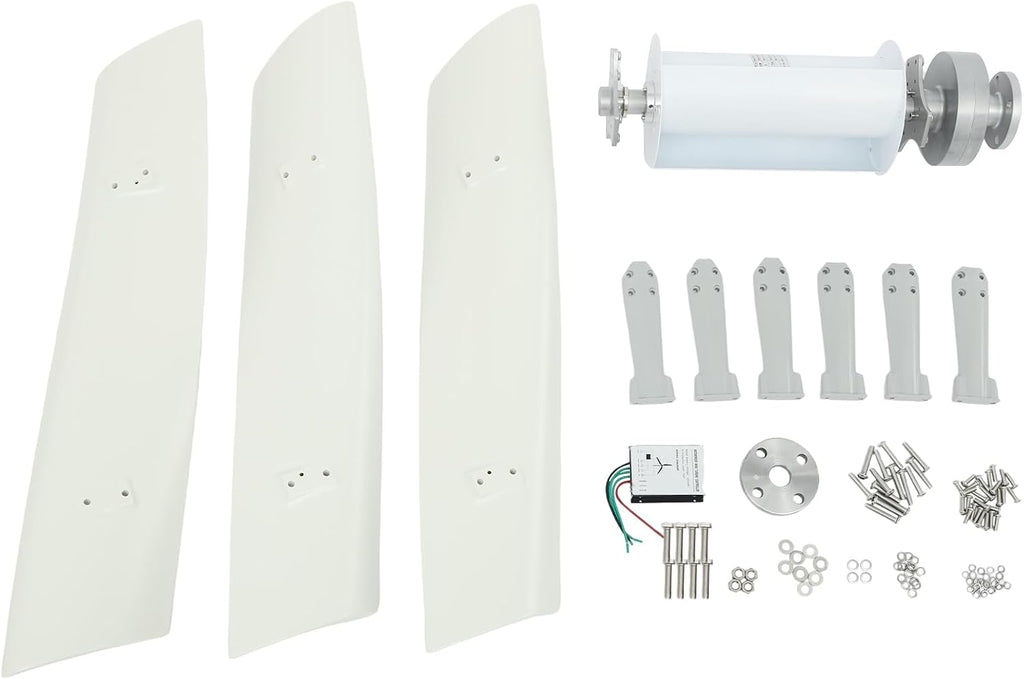 Wind Turbine Generator Kit, 100W 12V Vertical Axis Wind Turbine Generator w/Controller & Winds-Assisted Wheel, 3 Blades Winds Power Generators Permanent Magnet Generators for Boats, Gazebos, Home, RV