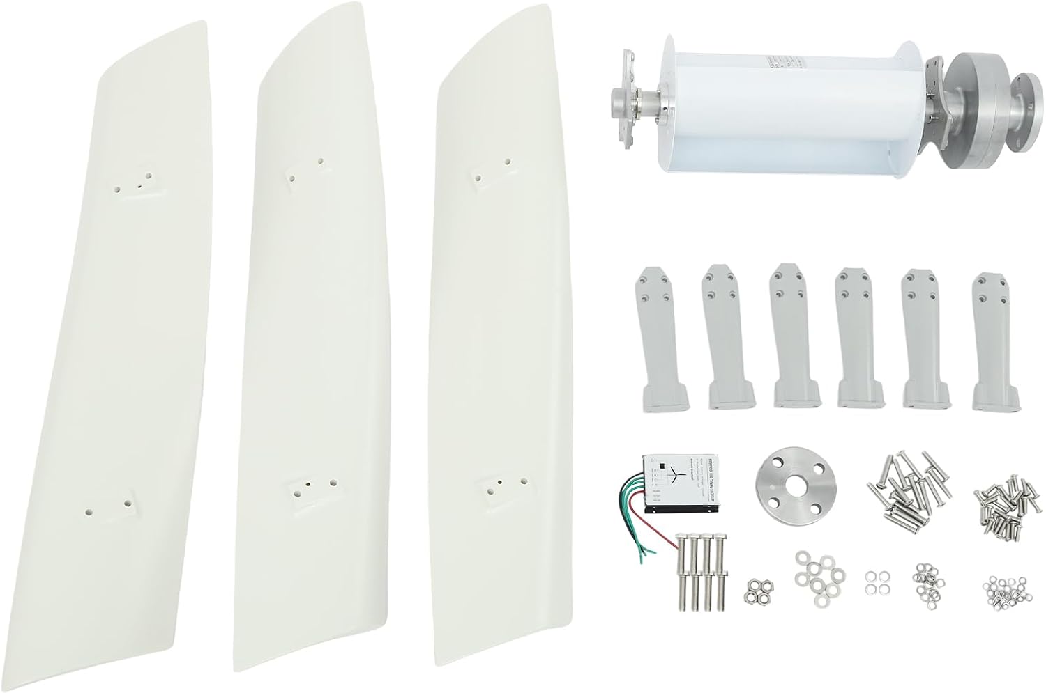 Wind Turbine Generator Kit, 100W 12V Vertical Axis Wind Turbine Generator w/Controller & Winds-Assisted Wheel, 3 Blades Winds Power Generators Permanent Magnet Generators for Boats, Gazebos, Home, RV
