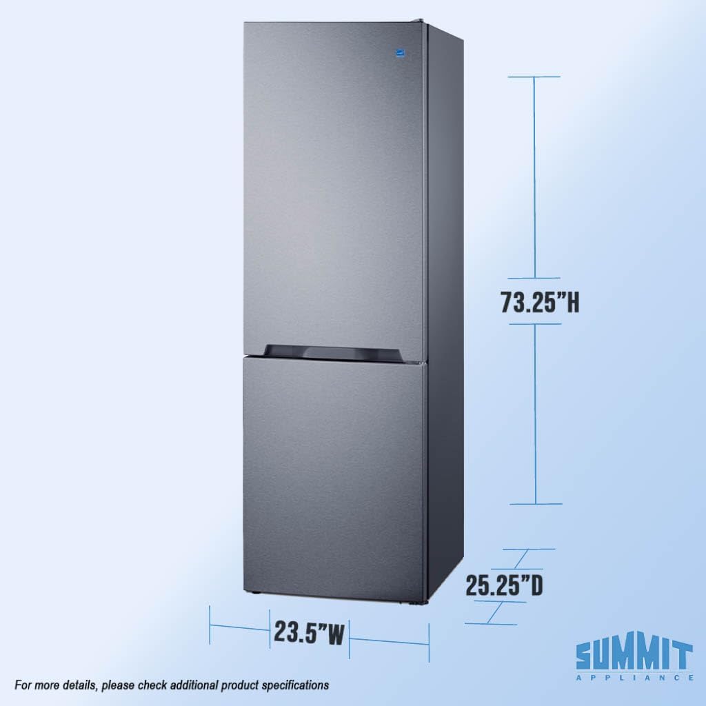 Summit 24' Bottom Freezer Refrigerator, Counter Depth Refrigerator- Freezer, Energy Star, Stainless Steel - FFBF124SS (Right Hand Door)