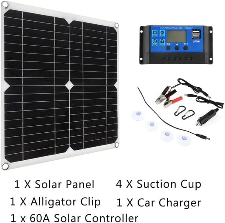 Portable Solar Panels 100W 12V Solar Panel, High-Efficiency Monocrystalline Solar Panel for RV Marine Boat and Other Off-Grid Applications