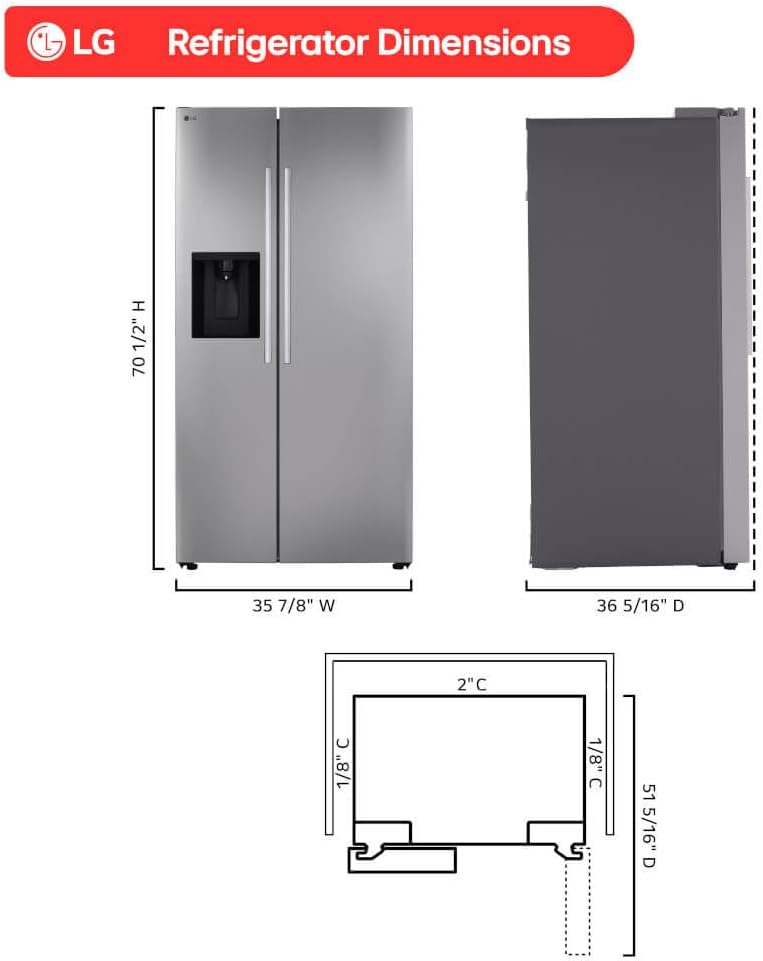 LG 27 cu. ft. Side-by-Side Standard Depth Slim in Door Ice and Water Dispenser in PrintProof Stainless Steel Wi-Fi Enabled LS27T3230S