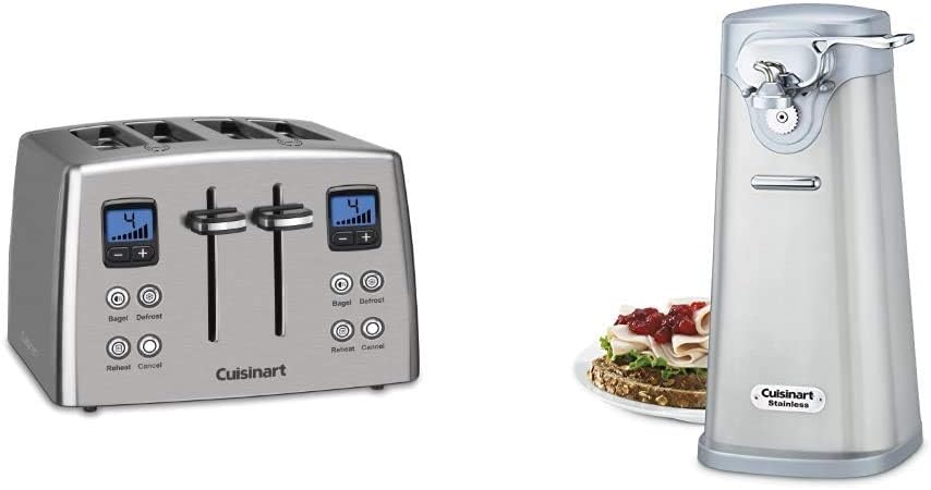Cuisinart CPT-435P1 4-Slice Countdown Motorized Toaster, Stainless Steel & SCO-60 Deluxe Electric Can Opener, Quality-Engineered Motor System Allows you to Open Any Size Can, Stainless Steel
