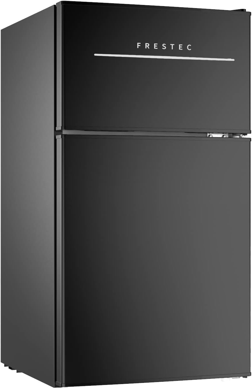 3.0 Cu.Ft Compact Refrigerator with 2 Doors, Mini Fridge with Freezer, 37dB Quiet, 7-Settings Mechanical Thermostat, Small Refrigerator for Bedroom Office, Dorm or Garage, Black (New Black)