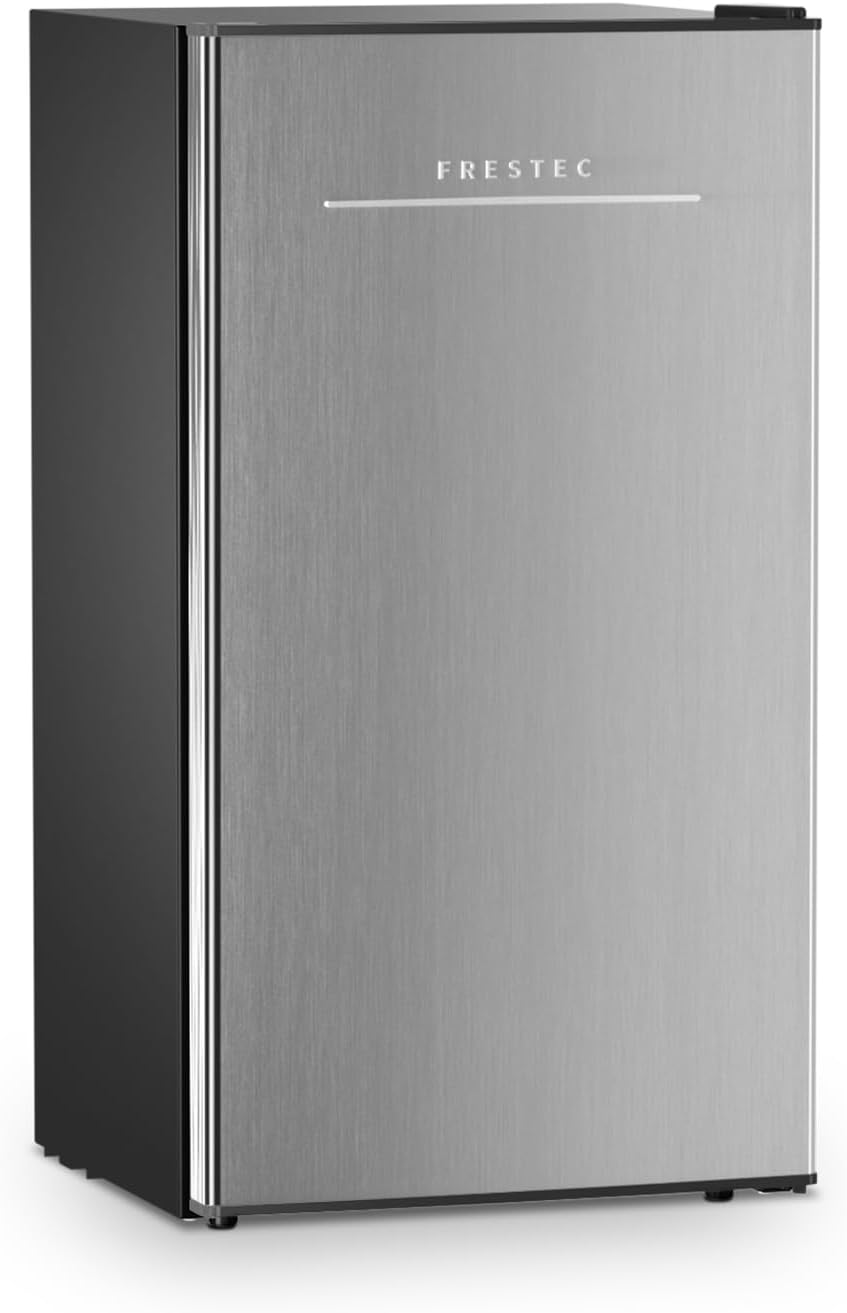 3.2 Cu. Ft. Mini Fridge with Freezer Small Refrigerator, for Bedroom, Single Door, Energy Saving, Low Noise,for Office (Grey)