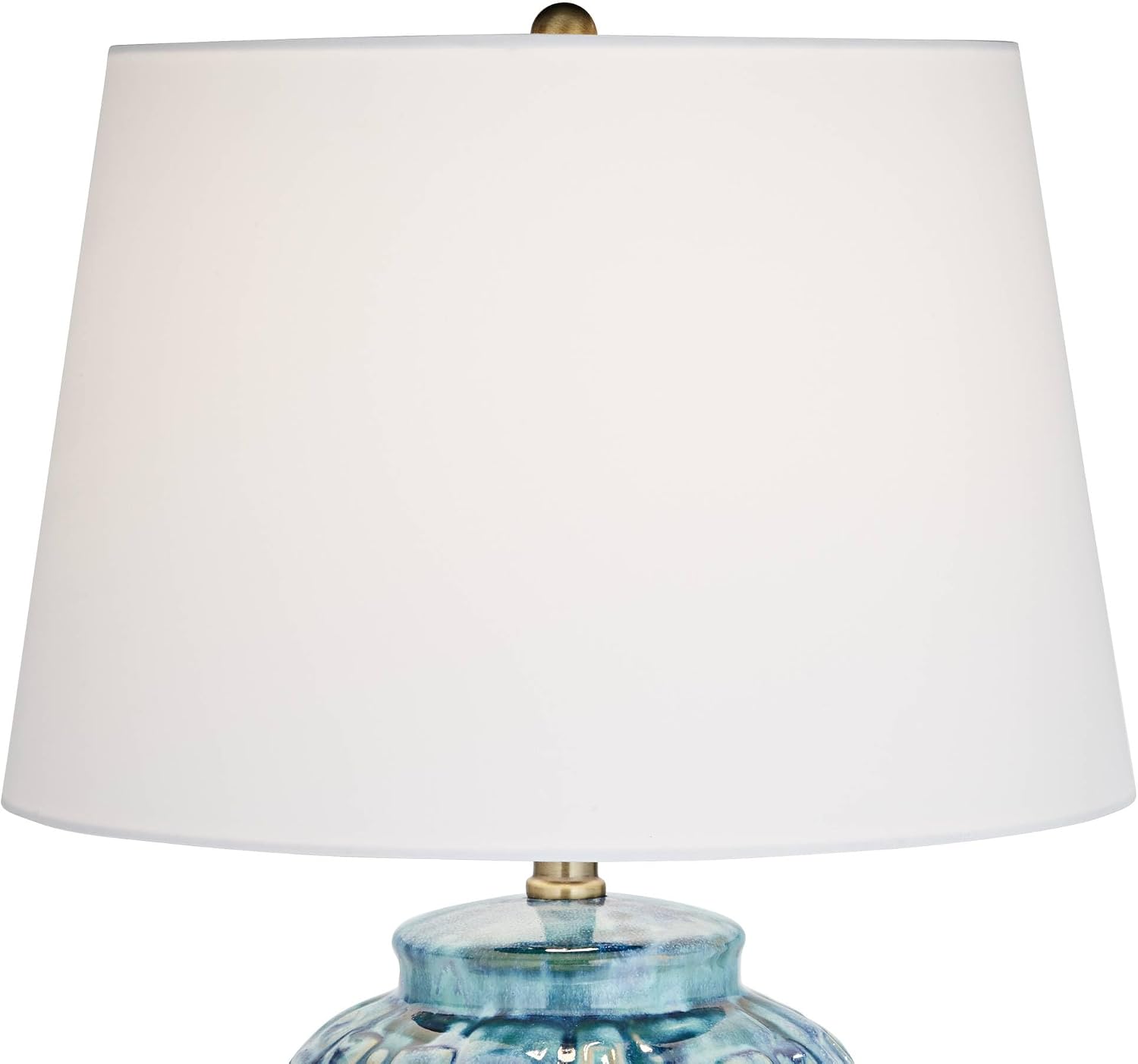 Possini Euro Design Antique Asian Style Temple Jar 3-Way Table Lamps with Table Top Dimmer Handmade 27' Tall Teal Color Ceramic White Fabric Empire Shades for Living Room Bedroom House (Colors May