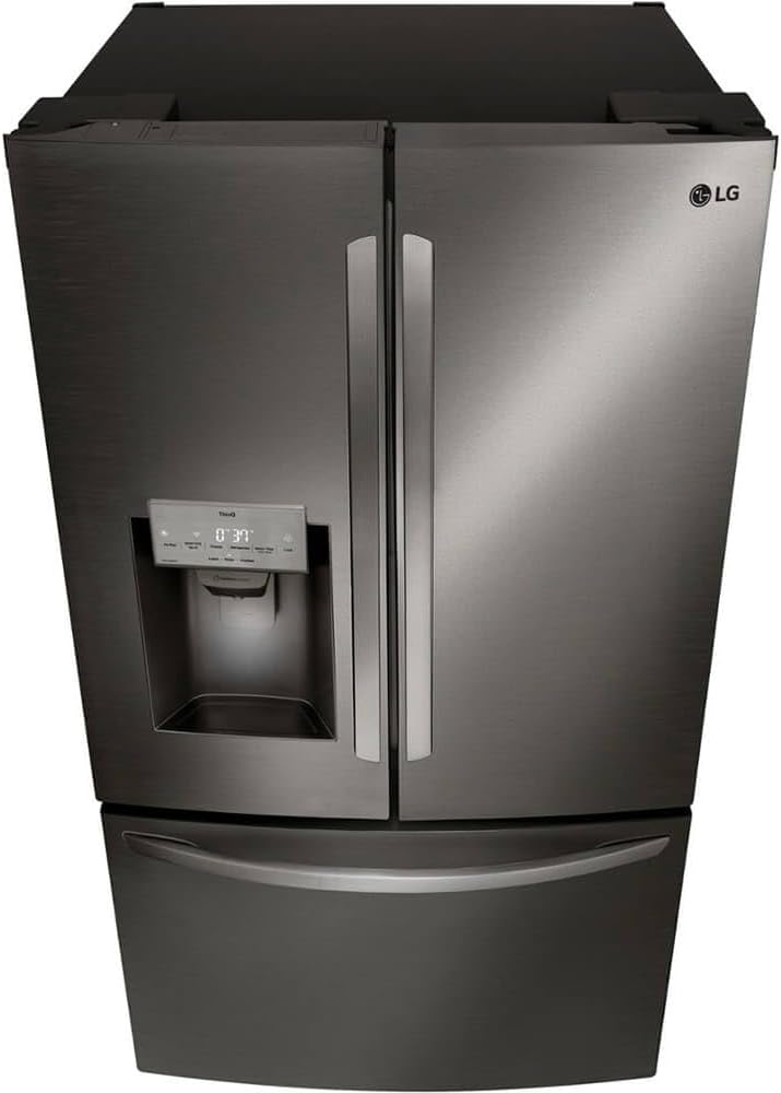 LG 28 Cu. Ft. Smart French Door Refrigerator with Dual Ice Maker, Door Cooling+, Wi-Fi Connectivity, and PrintProof Black Stainless Steel Finish
