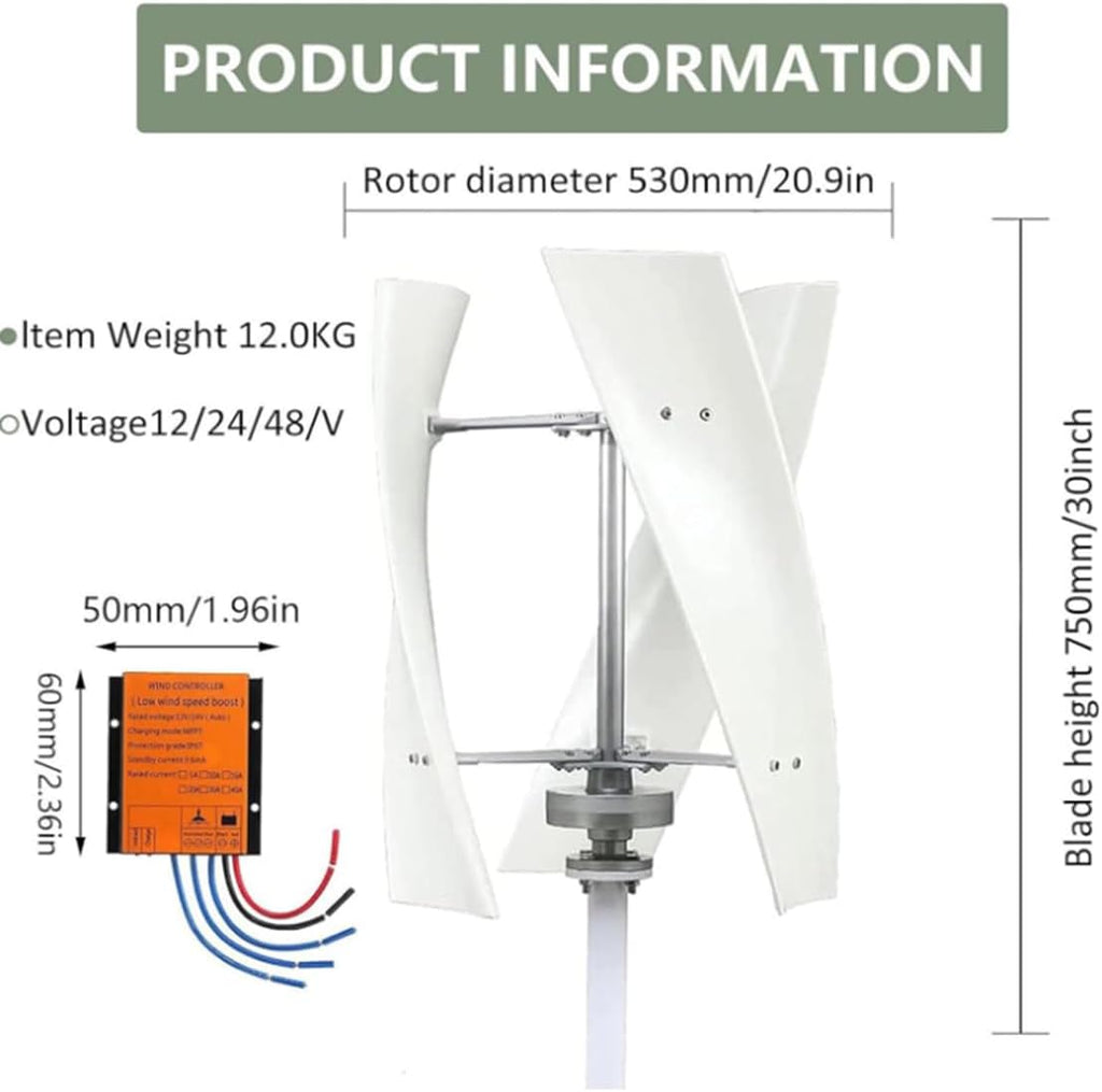3000W/8000W Wind Turbine Generator Kit,Wind Turbine Vertical Wind Generator Kit Electricity Producer Equipment Home Power Energy Kit,3000W-12V