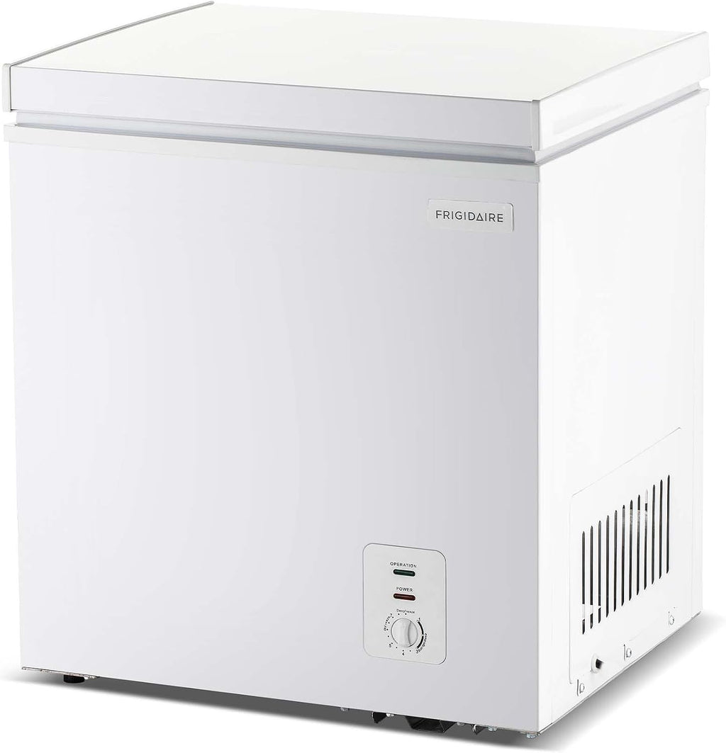 Frigidaire Chest Deep Freezer, 2.0 Cu. Ft. Capacity, Adjustable Thermostat-Removable Vinyl Coated Wire Basket-Easy Defrost Drain- Garage Ready- Pearl White