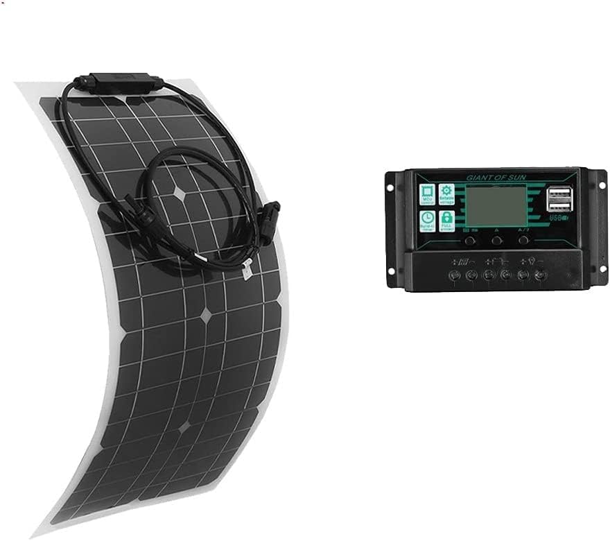 Portable Solar Panels 100W Portable Solar Panel Kit with 30A 60A Controller, Flexible Monocrystalline Solar Panel Kit，Waterproof Solar Power System for Car Yacht Rv Camping(100W 60A Controller)