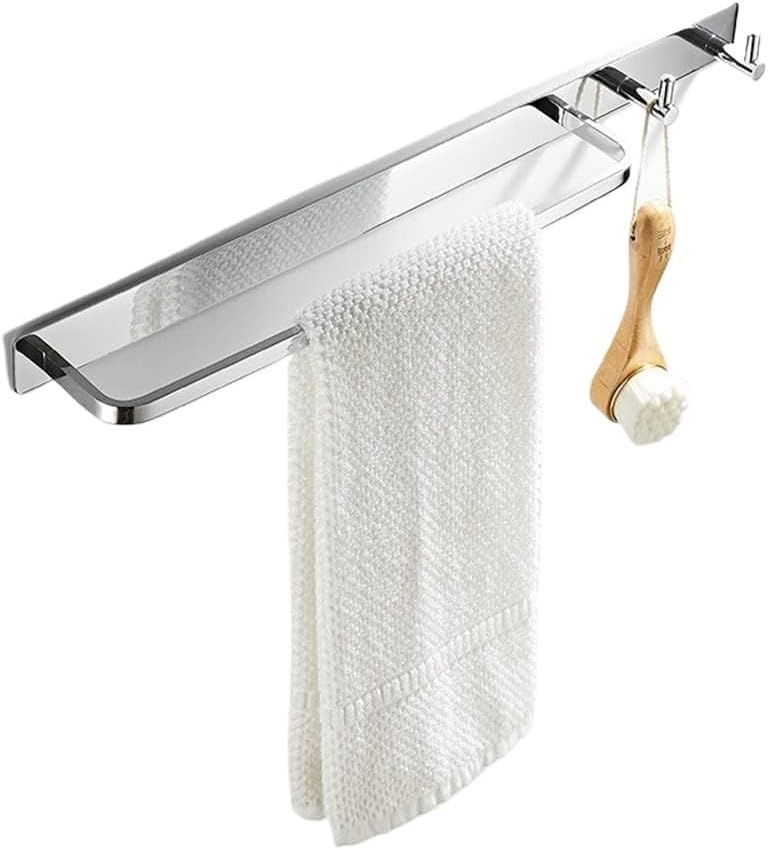 Towel Holder，Bath Towel Bar Gold Towel Holder with Hooks, Total Brass Towel Hanger, Gold Black Towel Ring, Bathroom SUS 304 Towel Bar Rail Bathroom Towel Rack Towel Holder (Color : Gold) (C