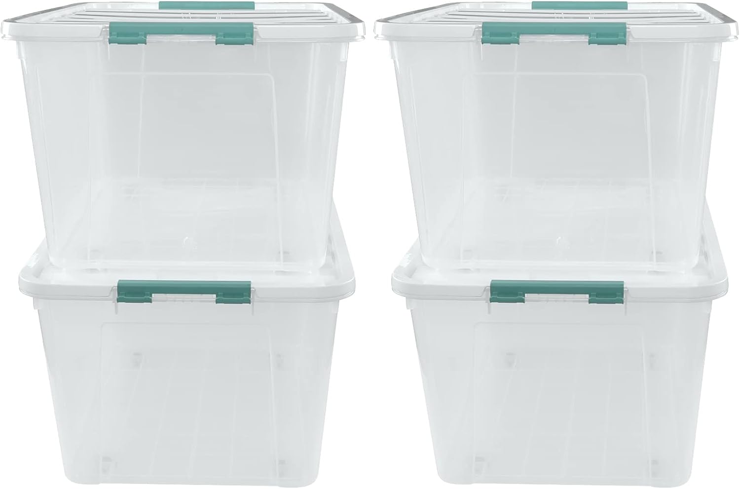 Pekky 85 Quart Clear Storage Bin on Wheels, 4-Pack Large Plastic Latching Box