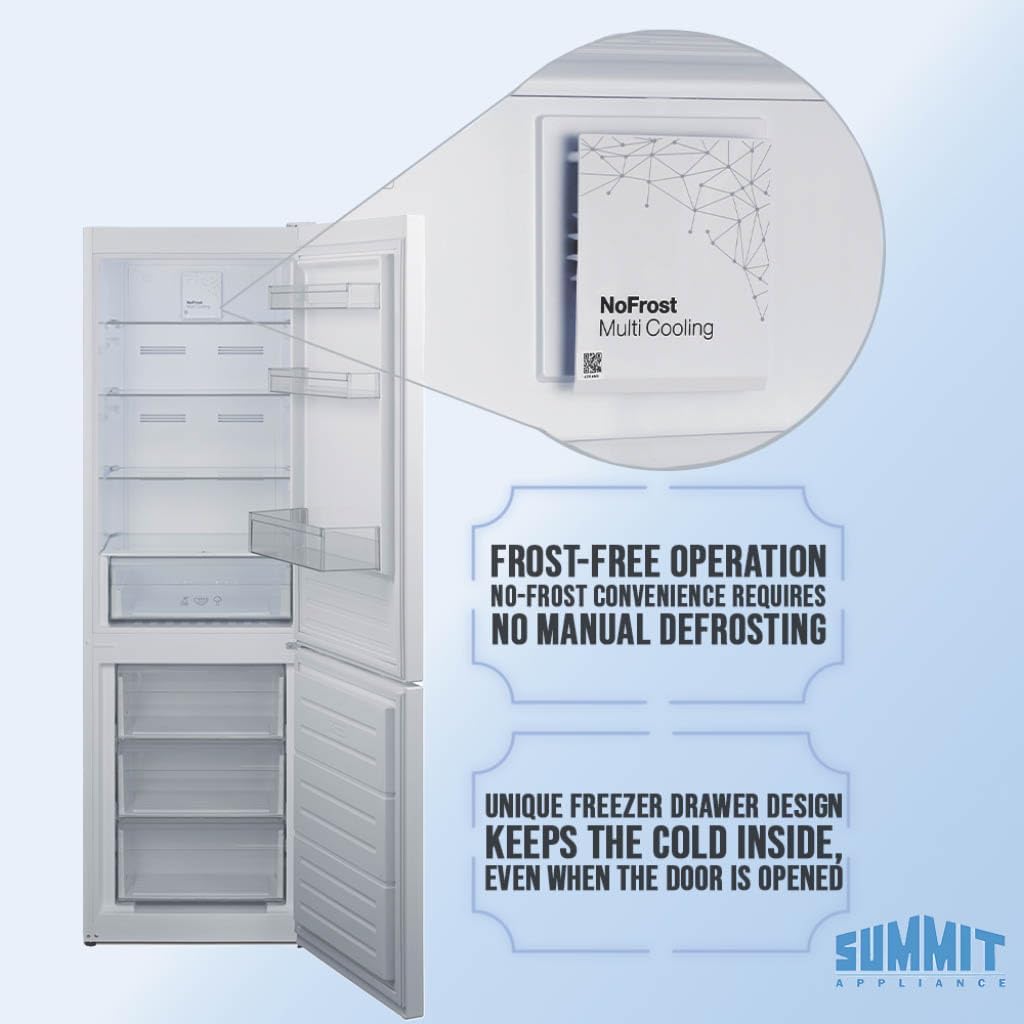 Summit 24' Bottom Freezer Refrigerator, Counter Depth Refrigerator- Freezer, Energy Star, White - FFBF121W (Right Hand Door)