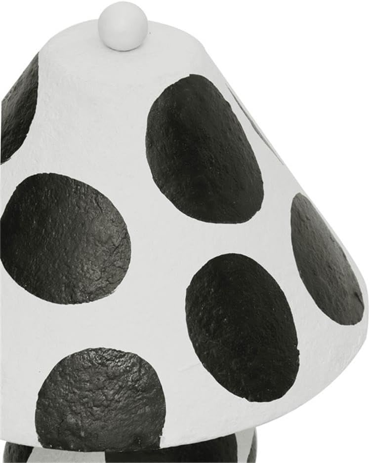 Pemberly Row Contemporary Papier Mache Table Lamp, Black and White Polka Dot Pattern, Handmade, Domed Lampshade and Orb Finial, Plug-in, 98 in Cord, UL Listed, Decorative Lighting for Tabletops