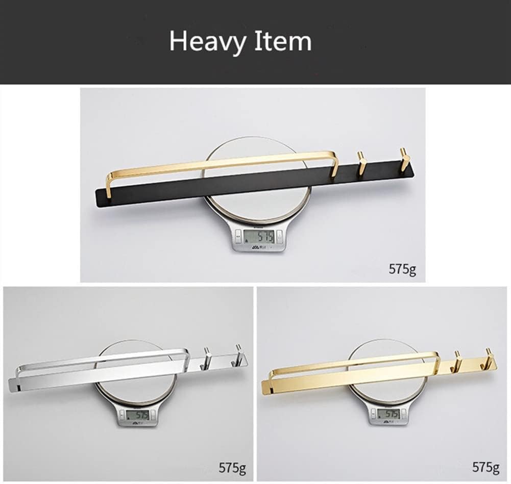 Towel Holder，Bath Towel Bar Gold Towel Holder with Hooks, Total Brass Towel Hanger, Gold Black Towel Ring, Bathroom SUS 304 Towel Bar Rail Bathroom Towel Rack Towel Holder (Color : Gold) (C