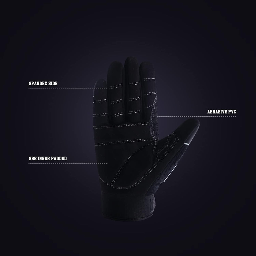 HANDLANDY HLDD Heavy Duty Work Gloves, TPR Protector Impact Gloves, Men Anti Vibration Mechanic Work Glove TouchScreen