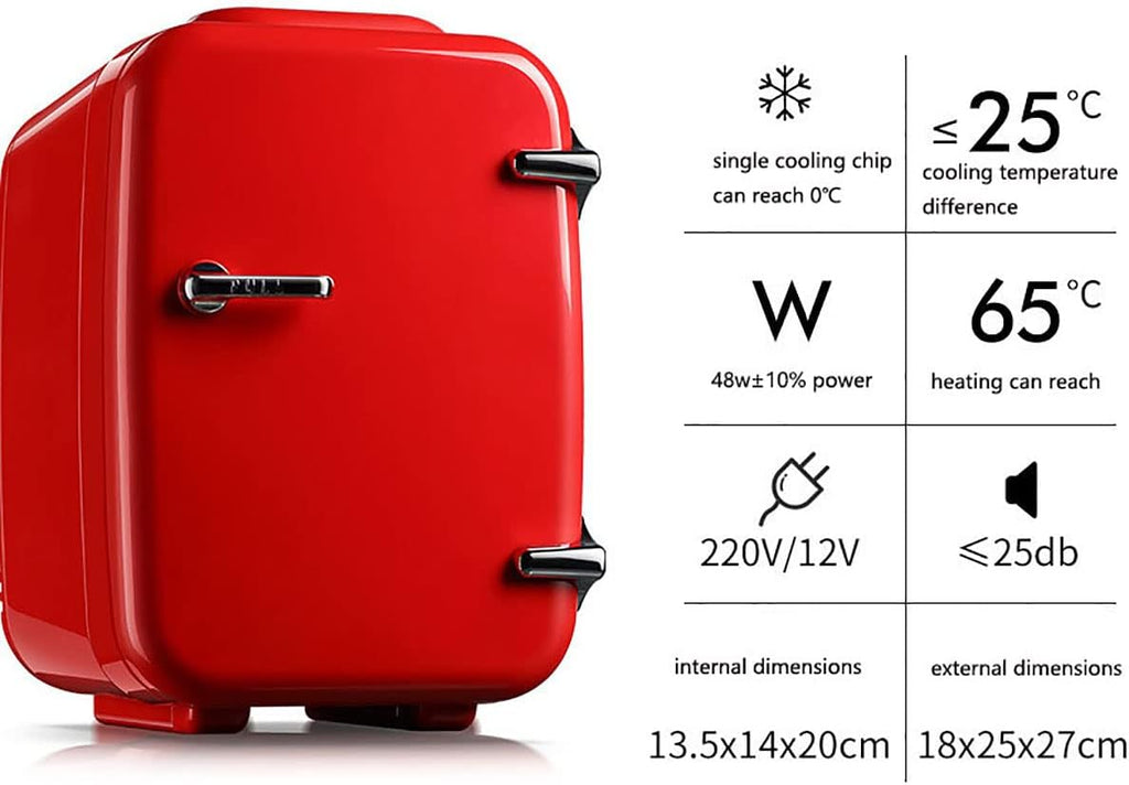 Portable Mini Fridge with 4L Electric Cooler and Warmer: AC/DC Thermoelectric System for Skincare, Food, Bedroom