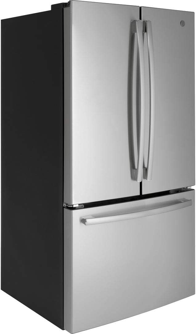 GE GNE27JYMFS 36' French Door Refrigerator with 27 cu. ft. Total Capacity LED Lighting Internal Water Dispenser Spill-Proof Shelves in Fingerprint Resistant Stainless Steel
