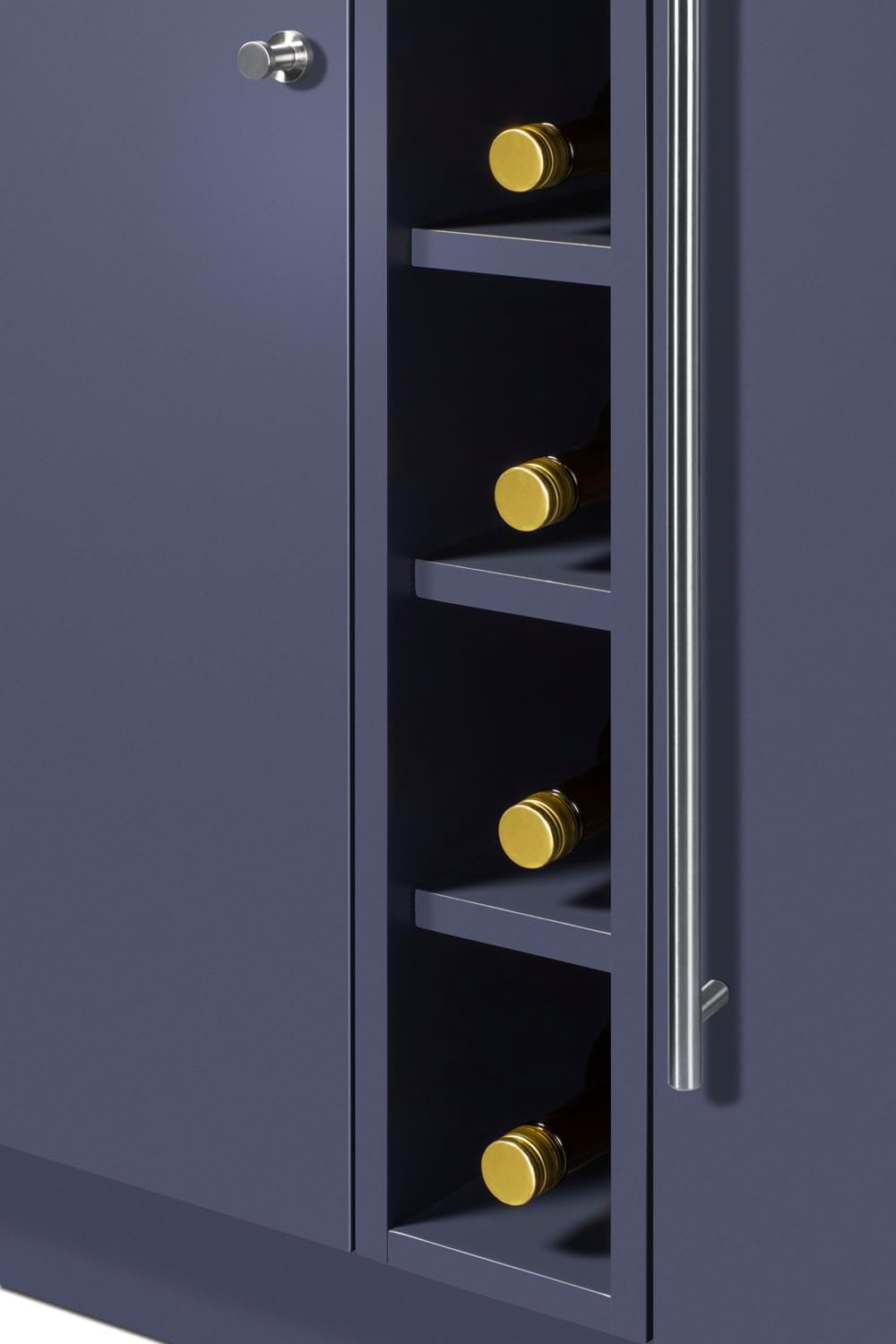 Summit Bar Cabinet with Sink, Beverage Center, Wine Storage, Wetbar, All in One with Refrigerator, Blue- OASISMN35SINKL (Left Side Sink)