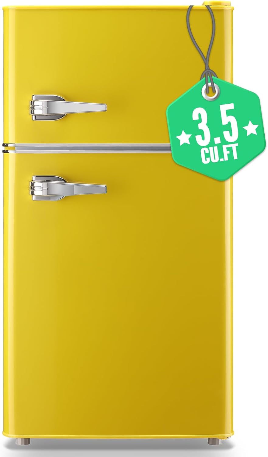 WANAI Compact Refrigerator 3.2 Cu.Ft Retro Dual Door Mini Fridge with Freezer Adjustable Remove Glass Shelves Small Refrigerator Suitable for Dorm Garage and Office