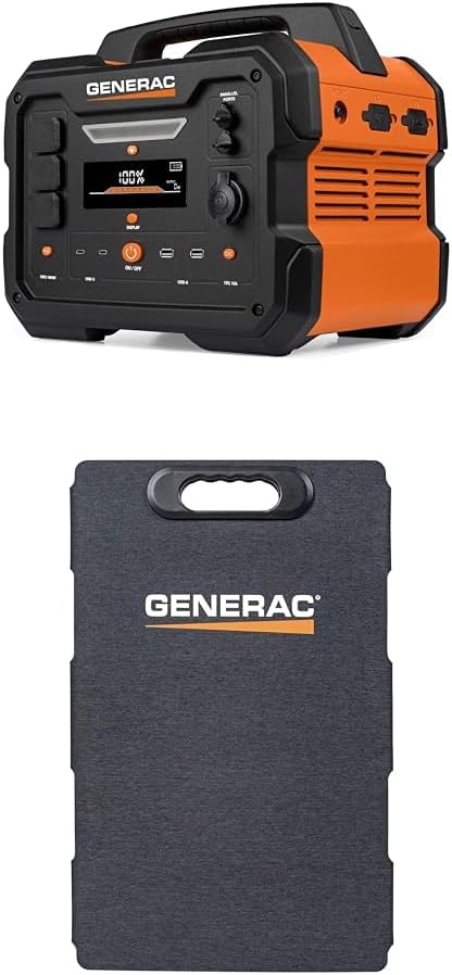Generac GB1000 1086Wh Portable Power Station with Generac GS100 100-Watt Solar Panel