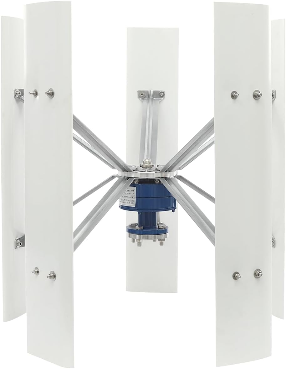 100W Wind Turbine Generator Kit, 12V 5 Blades Vertical Axis Wind Power Generator with Controller & Auto Adjust Windward Direction, 35m/s Max Wind Speed, Suitable for Home, Farm, Streetlight, Boats