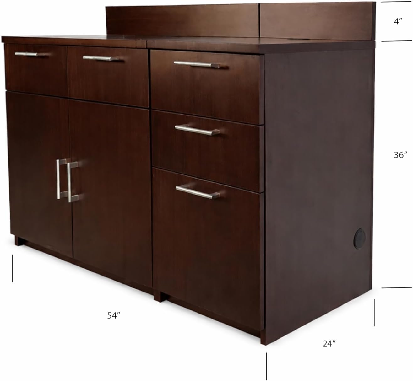 BREAKtime Breakroom Cabinet with Door and 3-Drawer Storage, Office Snack and Supply Cabinet, Commercial-Grade, Fully Assembled, 54' W x 24' D x 36' H, Appliances Not Included
