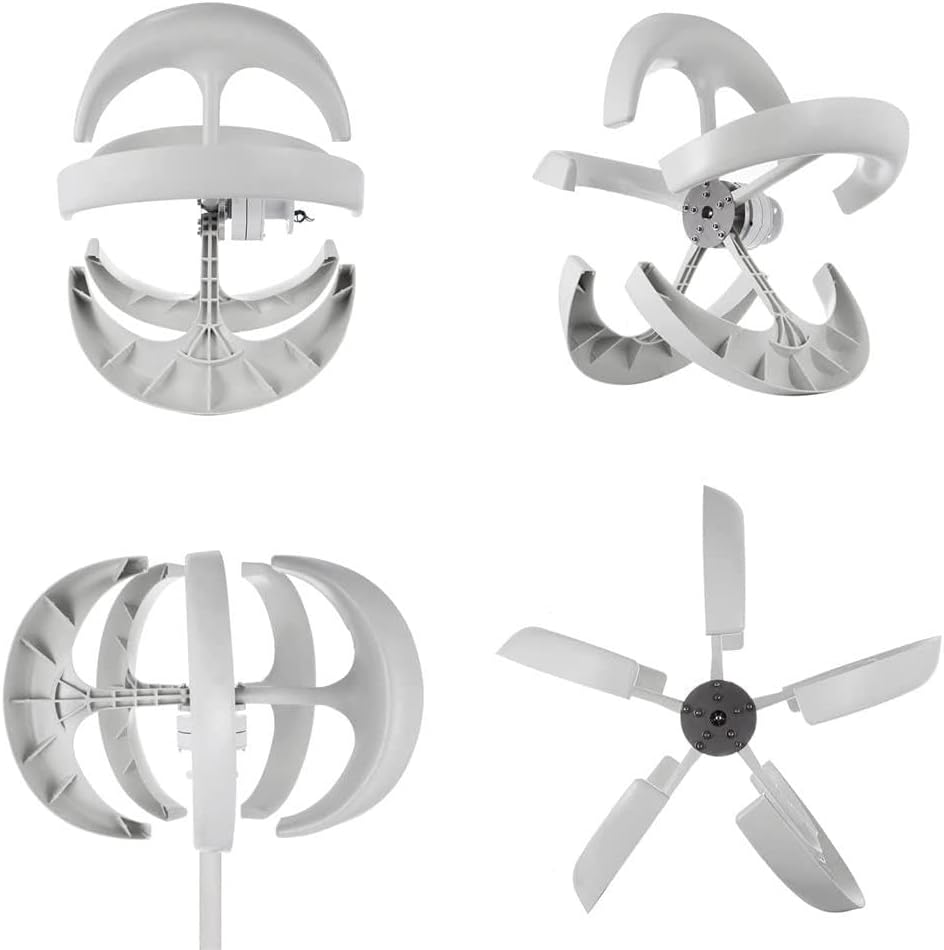 Wind Turbine Generator, 12V 24V 400W 600W 800W 1000W 1200W Wind Vertical Axis Generator with Controller, 5 Leavies Wind Turbine Generator Kit for Boats, Terraces, Cabins, Mobile Homes,24V-600W