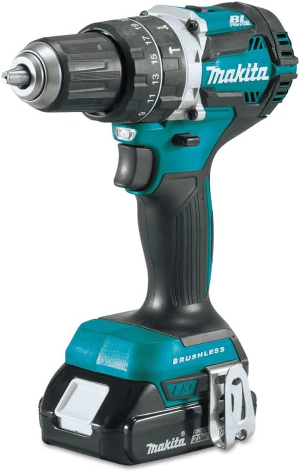 Makita XPH12R 18V LXT Lithium-Ion Compact Brushless Cordless 1/2' Hammer Driver-Drill Kit (2.0Ah),