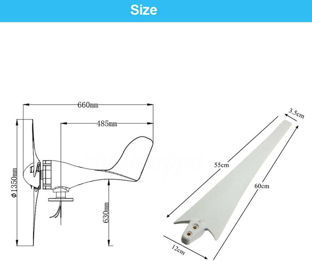 12V 24V Wind Turbine Generator Kit 1000W Wind Turbine with MPPT Controller + 1600W Inverter for Home Engineering Use Wind and Solar Complementary Street Lighting (Color : 1000W, Size : 12V)