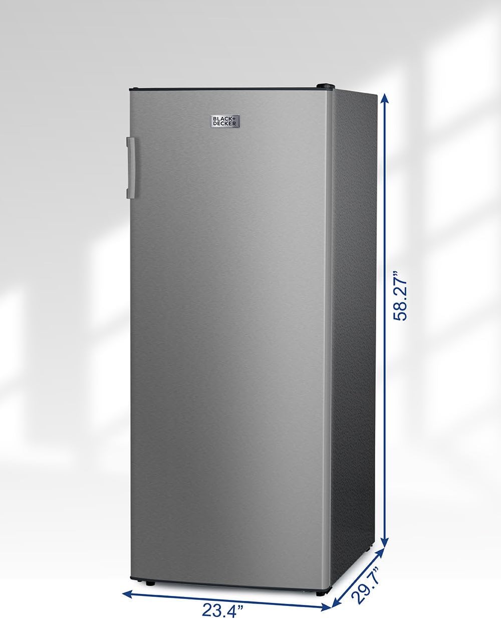 BLACK+DECKER 10 Cu. Ft. Upright Freezer, Stand Up Freezer with Mechanical Temperature Control, Freezer with 3 Shelves and 4 Door Bins, Manual Defrost, R600a Refrigerant, BUF1000LS,Stainless Steel Look