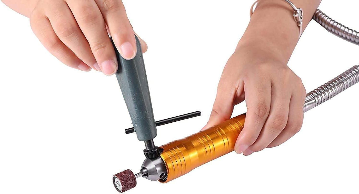 380W Rotary Tool Flex Shaft Hanging Grinder Machine Carver Electric Multi-function Metalworking Tools Repair Kit, Foot Pedal Control, Metal Flexible Shaft, 23000 RPM