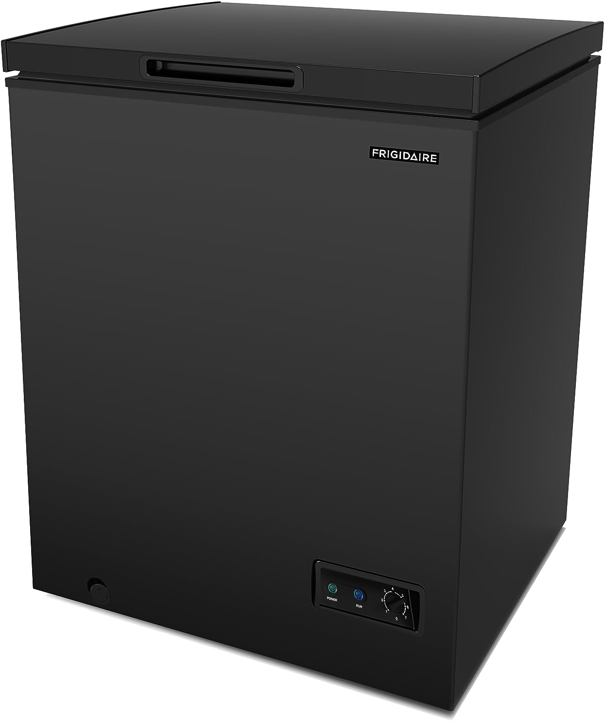 FRIGIDAIRE EFRF5003-BLACK Chest Deep Freezer-Garage-Ready, 5.0 Cu. Ft. Capacity, Black-Adjustable Thermostat-Removable Vinyl Coated Wire Basket-Easy Defrost Drain