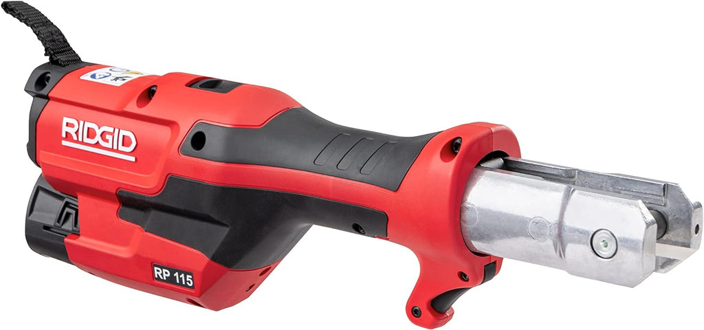 RIDGID 72553 Model RP 115 Mini Press Tool and Battery Kit with 1/2' to 3/4' ProPress Press Tool Jaws, 2V Li/Ion Battery, 12V Charger, and Carrying Case , Red
