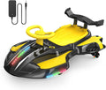 12V Electric Wiggle Car Ultra with Pedals, Rechargeable Swing & Drift Car, Anti-Rollover Design with Backrest, Spray, Flashing Lights, Music & Bluetooth, for Ages 3 and Up, 150 lbs(Yellow + Black)