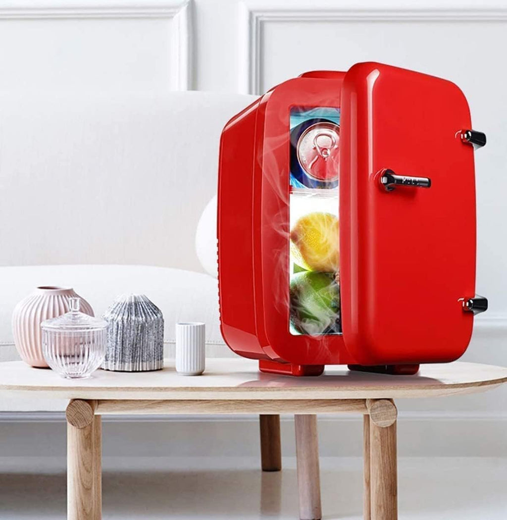 Portable Mini Fridge with 4L Electric Cooler and Warmer: AC/DC Thermoelectric System for Skincare, Food, Bedroom