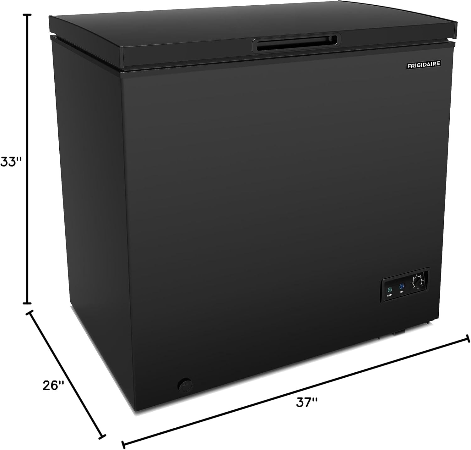 FRIGIDAIRE EFRF7003-BLACK Chest Deep Freezer, 7 Cu. Ft, Black Adjustable Thermostat-Removable Vinyl Coated Wire Basket-Easy Defrost Drain