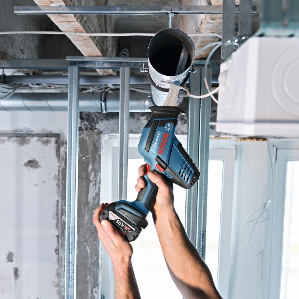 BOSCH GSA18V-083B 18V Cordless Reciprocating Saw - Lightweight & Compact, 0.83' Stroke, 3,050 SPM, Variable-Speed Trigger, Toolless Blade Change, LED Light (Bare Tool)