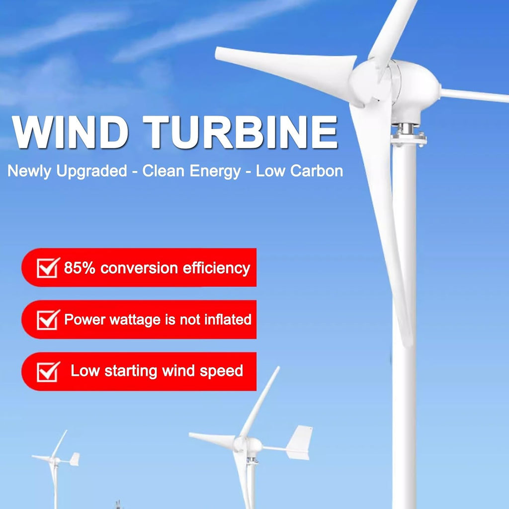 High Power Generation Rate Small Home Outdoor Permanent Magnet DC Wind Turbine Generator, 300w, 600w, 1000w Windmill Generator, 3 Blades, Wind Turbine Generator(600w)