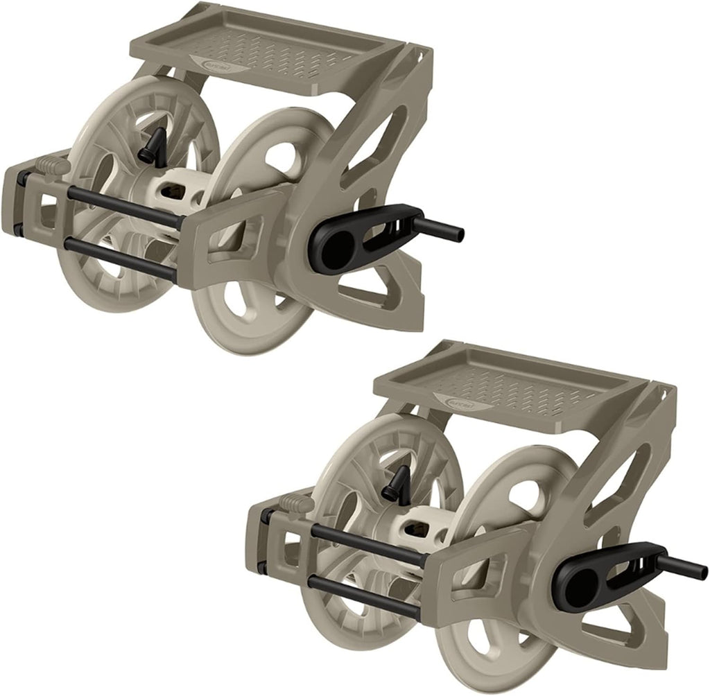 Suncast 175 Foot Slide Trak Garden Hose Handler Wall Mounted Hose Reel (2 Pack)