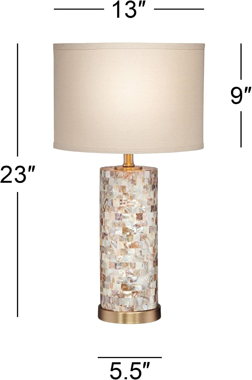 360 Lighting Margaret Modern Coastal Cottage 3-Way Table Lamp with Table Top Dimmer 23' High Mother of Pearl Glass Cream Shade Decor for Living Room Bedroom House Bedside Nightstand Home Office