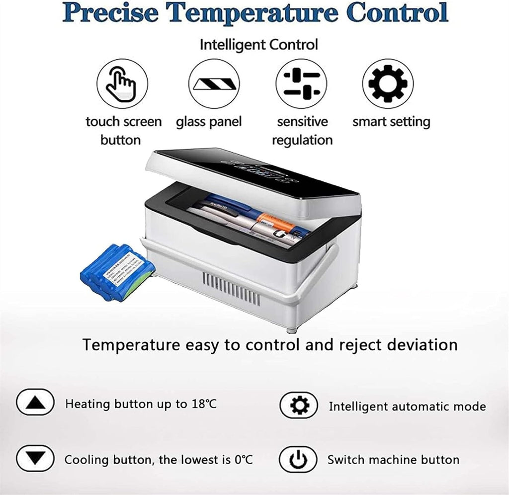 Portable Insulin Cool Box Medication Refrigerator for Medicines Mini Intelligent Electric Fridge Cool Bag Thermostat for Medical Cooler Bag for Travel (Battery Not Included)