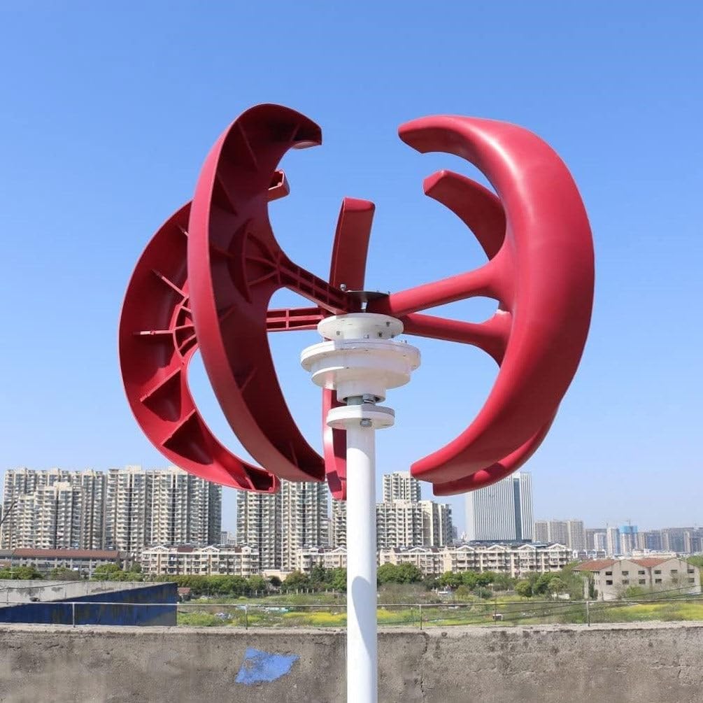 400W 600W 800W 1000W 1200W Vertical Wind Generator, 12V 24V Vertical Axis Wind Turbine with Controller for Home Use No Noise 5 Blades,24V-600W