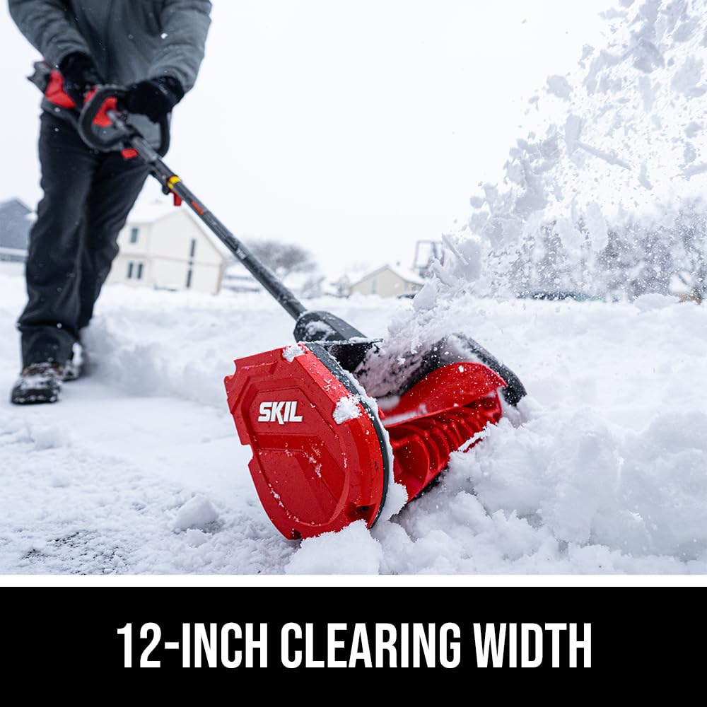 SKIL PWR CORE 40 Brushless 40V Multi-Head System, 12-Inch Snow Shovel Kit, 20'ft Throwing Distance, Includes 4.0Ah Battery and Charger - PSS1200C-10
