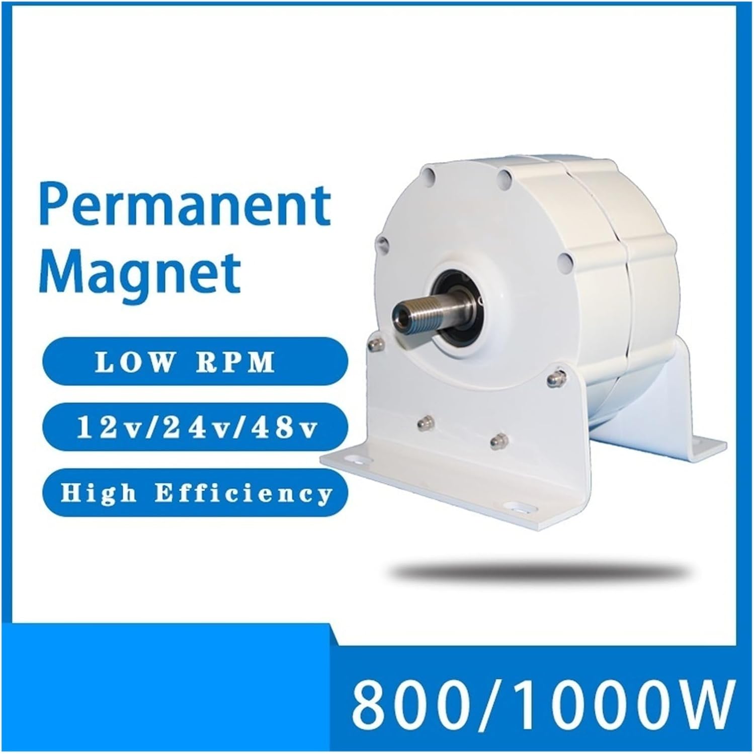 Wind Turbine Generator, Low Speed 800W 1000W 12V 24V 48V Gearless Permanent Magnet Generator AC Alternators Use For Wind Turbine Water Turbine for Marine, RV, Home(Without base,12V_500W)