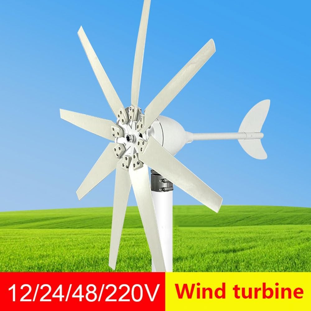 1000W Wind Turbine Generator with 8 Blades MPPT Charge Controller Wind Power Generator Kit 12V/24V/48V/220V Windmill Generator Free Energy Generator Small Wind Turbines for Home Use(12V)