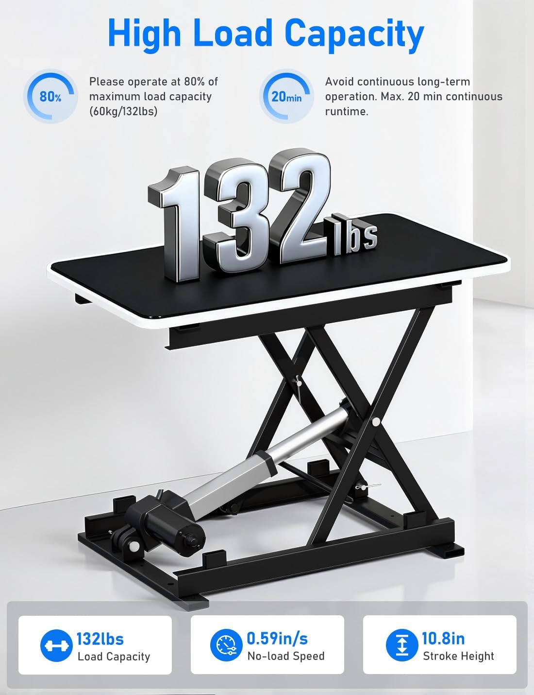 DIHOOL Electric Scissor Lift Table, 130Lbs Capacity, 3.95'-14.76' Height Adjustable Lifting Platform, Super Quiet with Remote & WiFi Control, Obstruction Detection, AC/DC Power for Home/Industrial Use