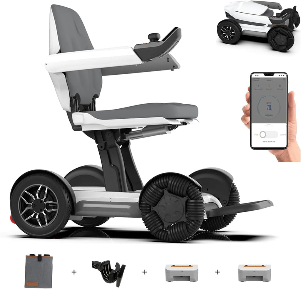 Intelligent Electric Powered Wheelchair Device, Automatic Folding, Remote Controlled, Smart, Compact Heavy Duty Mobile, Powerful Dual Motor, Foldable Portable Motorized Mobility Scooter
